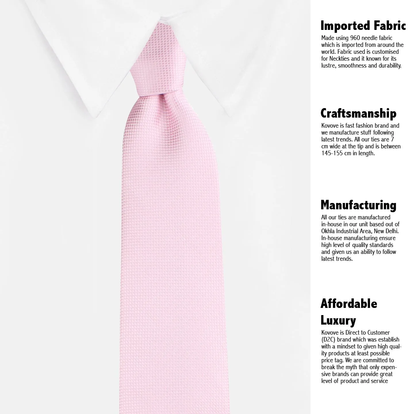 Kovove Glorious Pink Checkered Necktie and Pocket Square Gift Box