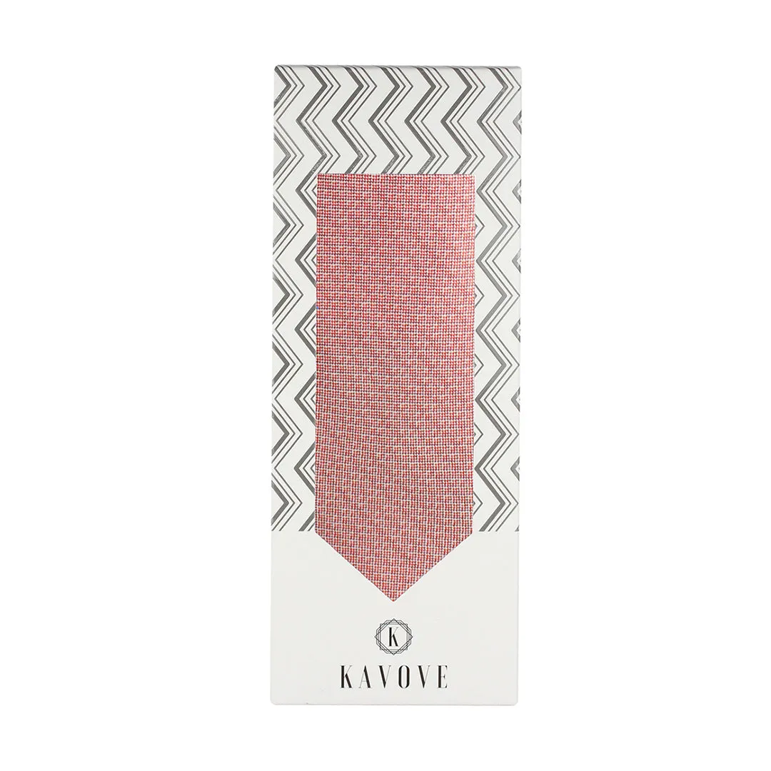 Kovove The Essentials Checkered Maroon Necktie and Pocket Square Gift Box