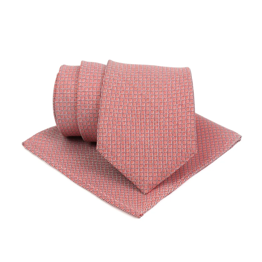 Kovove The Essentials Checkered Maroon Necktie and Pocket Square Gift Box