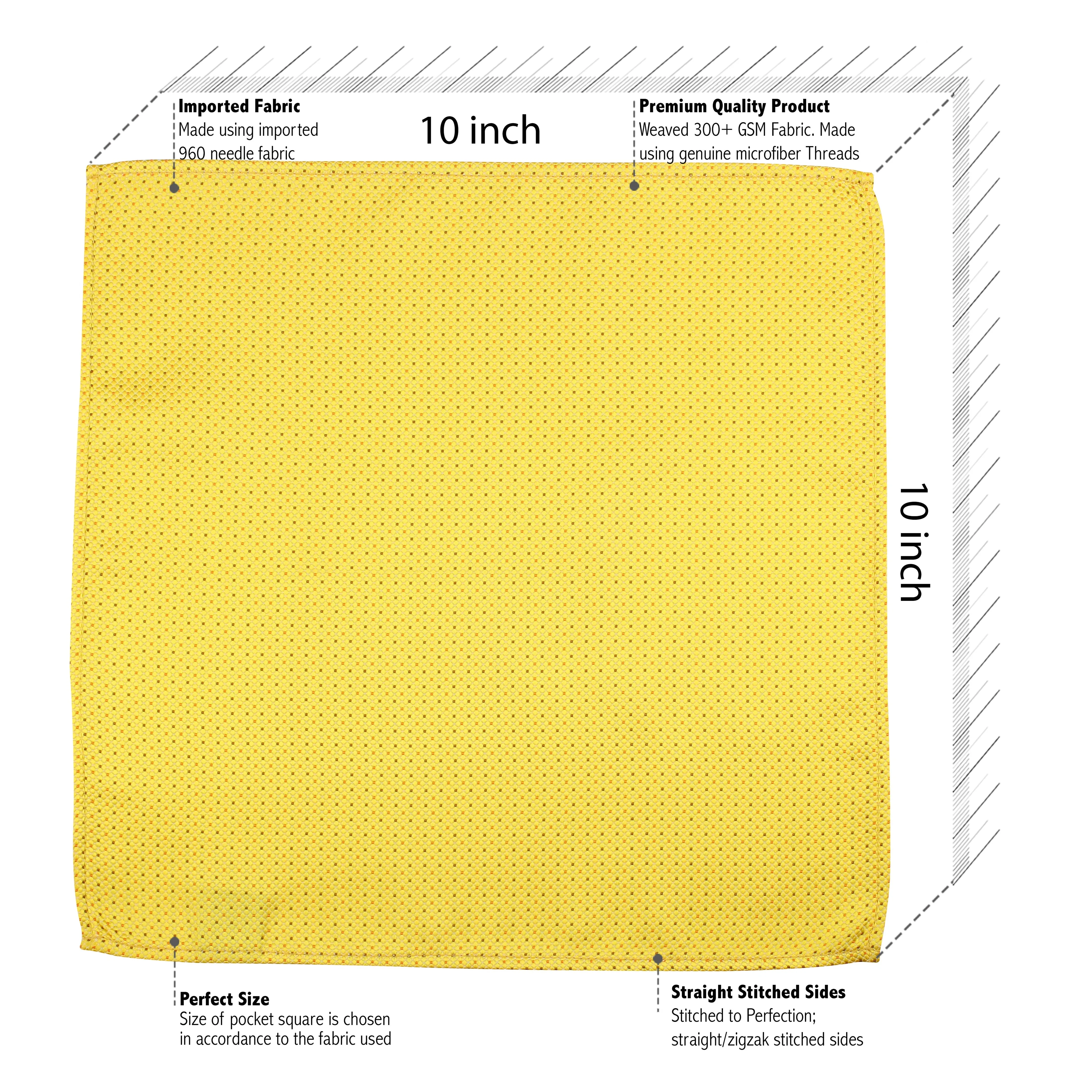 Kovove Yellow Polka Dot Pocket Square For Men