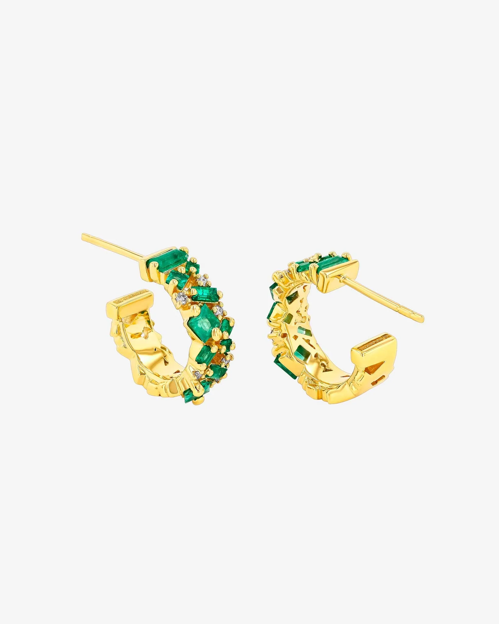 La Fantaisie Emerald Mini Hoops