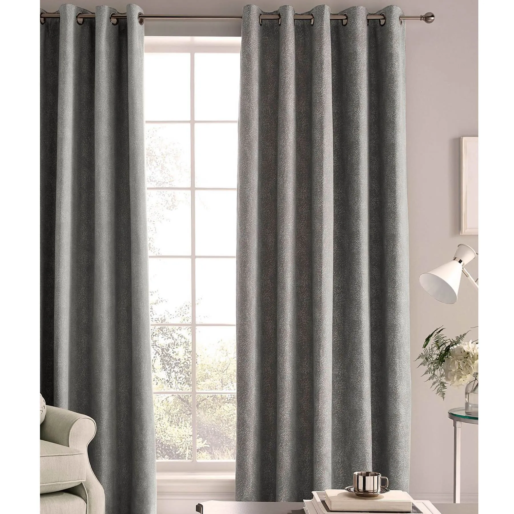 Laura Ashley Alnwick Eyelet Curtains - Steel