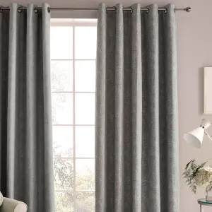 Laura Ashley Alnwick Eyelet Curtains - Steel