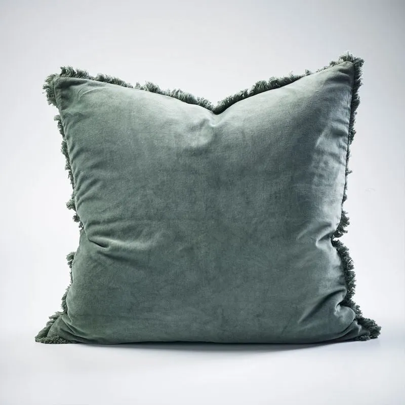 Lynette Boho Velvet Cushion - Khaki