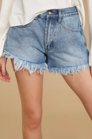 Make It Good Medium Wash Distressed Denim Shorts