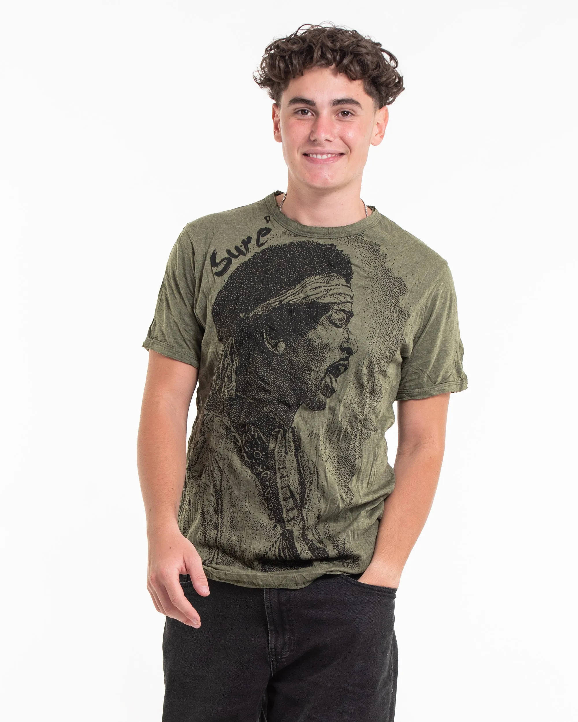 Mens Jimi Hendrix T-Shirt in Green