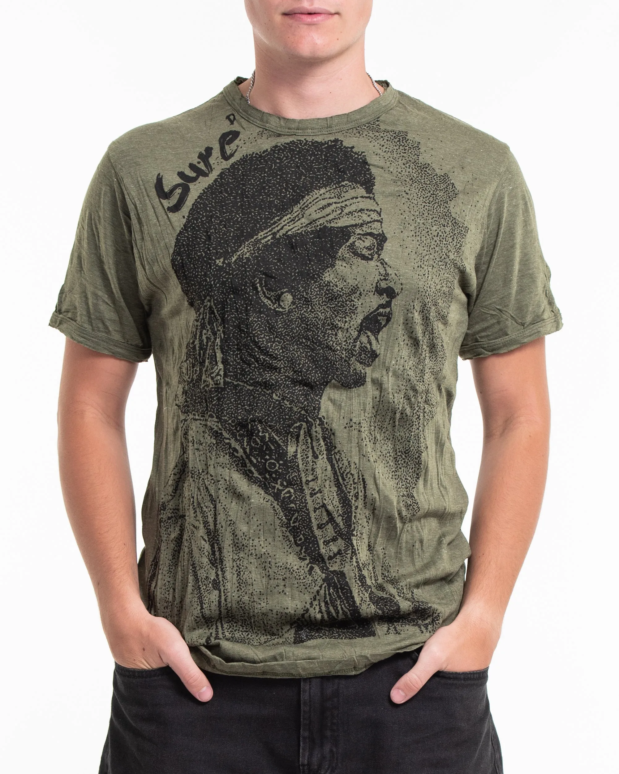 Mens Jimi Hendrix T-Shirt in Green