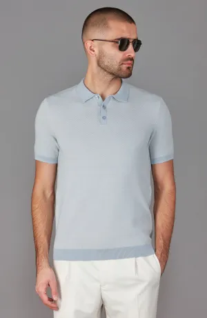 Mens Lightweight Cotton Two Tone Textured Polo Shirt