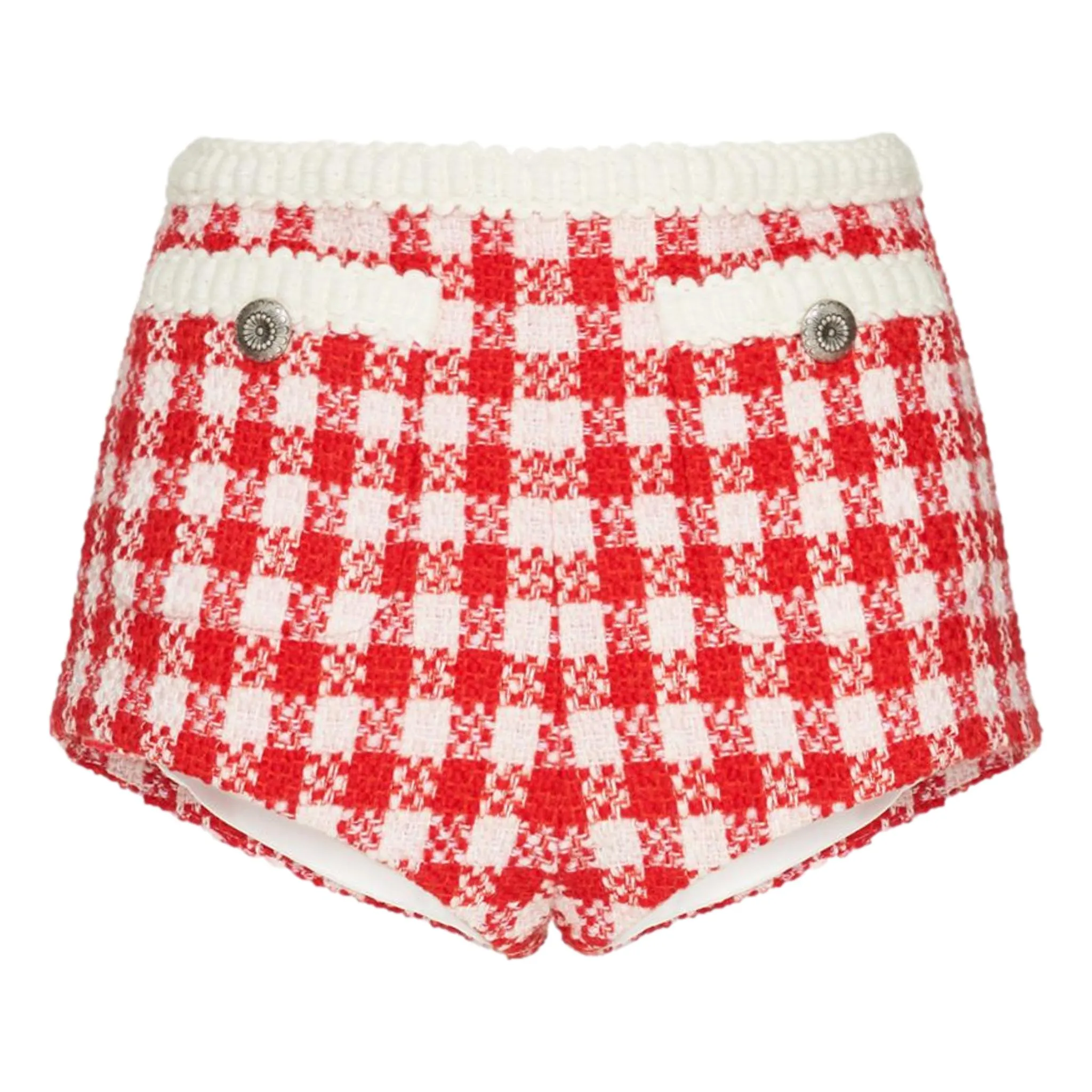 Miu Miu Gingham Wool & Cotton Shorts. Size 38IT