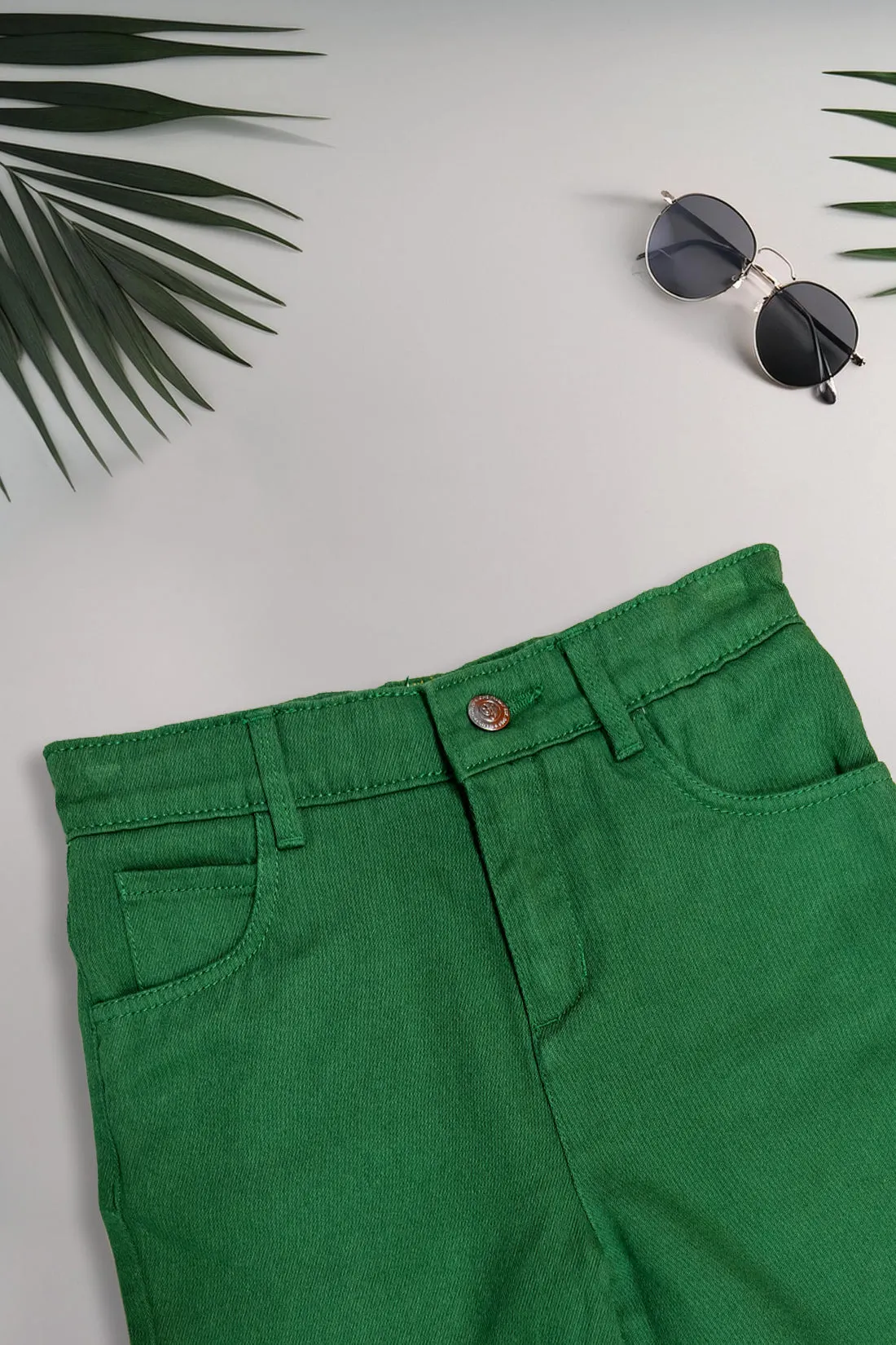 One Friday Kids Boys 100% Cotton Green Shorts