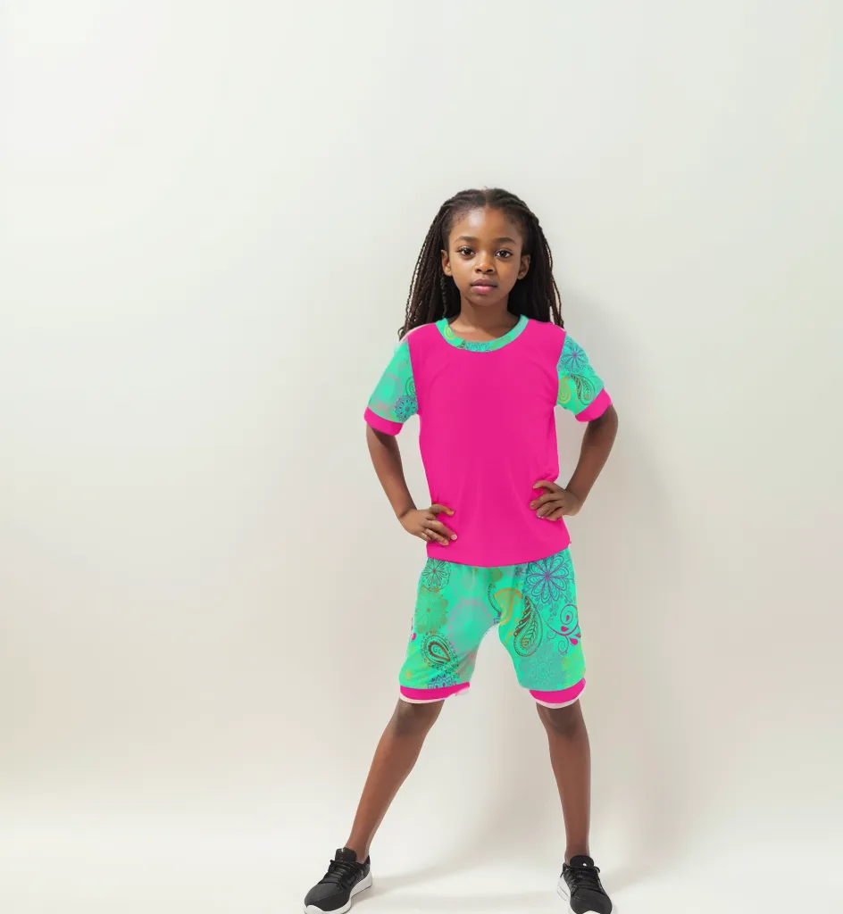 Paisley Mist Girls' T-Shirt and Shorts Outfit Set