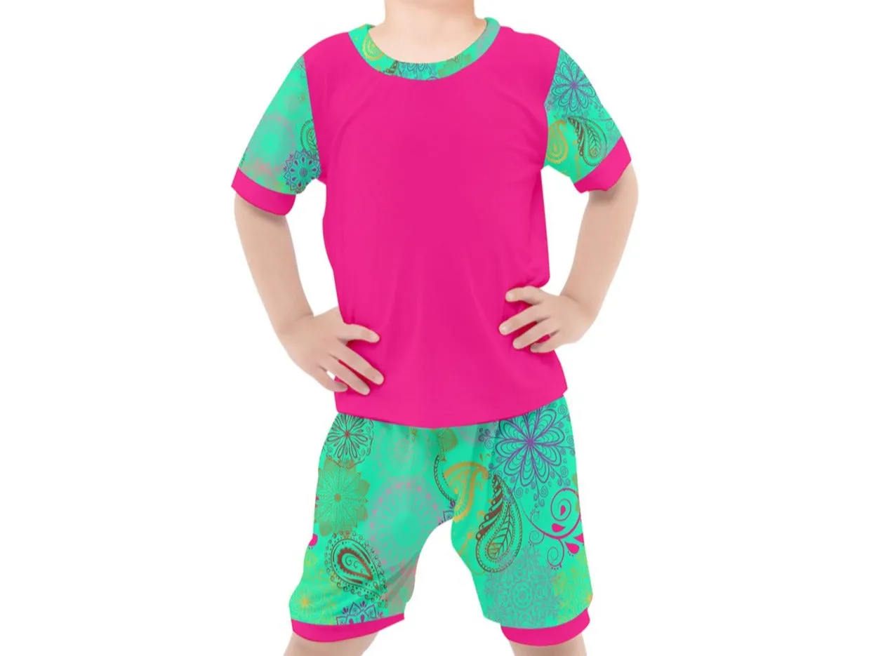 Paisley Mist Girls' T-Shirt and Shorts Outfit Set