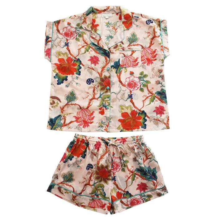 Pink Exotic Flower Short Pyjama Set S/M