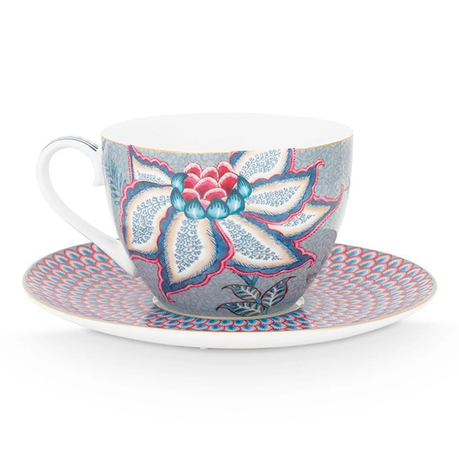 Pip Studio Flower Festival Set of 2 Cups & Saucers - Light Blue