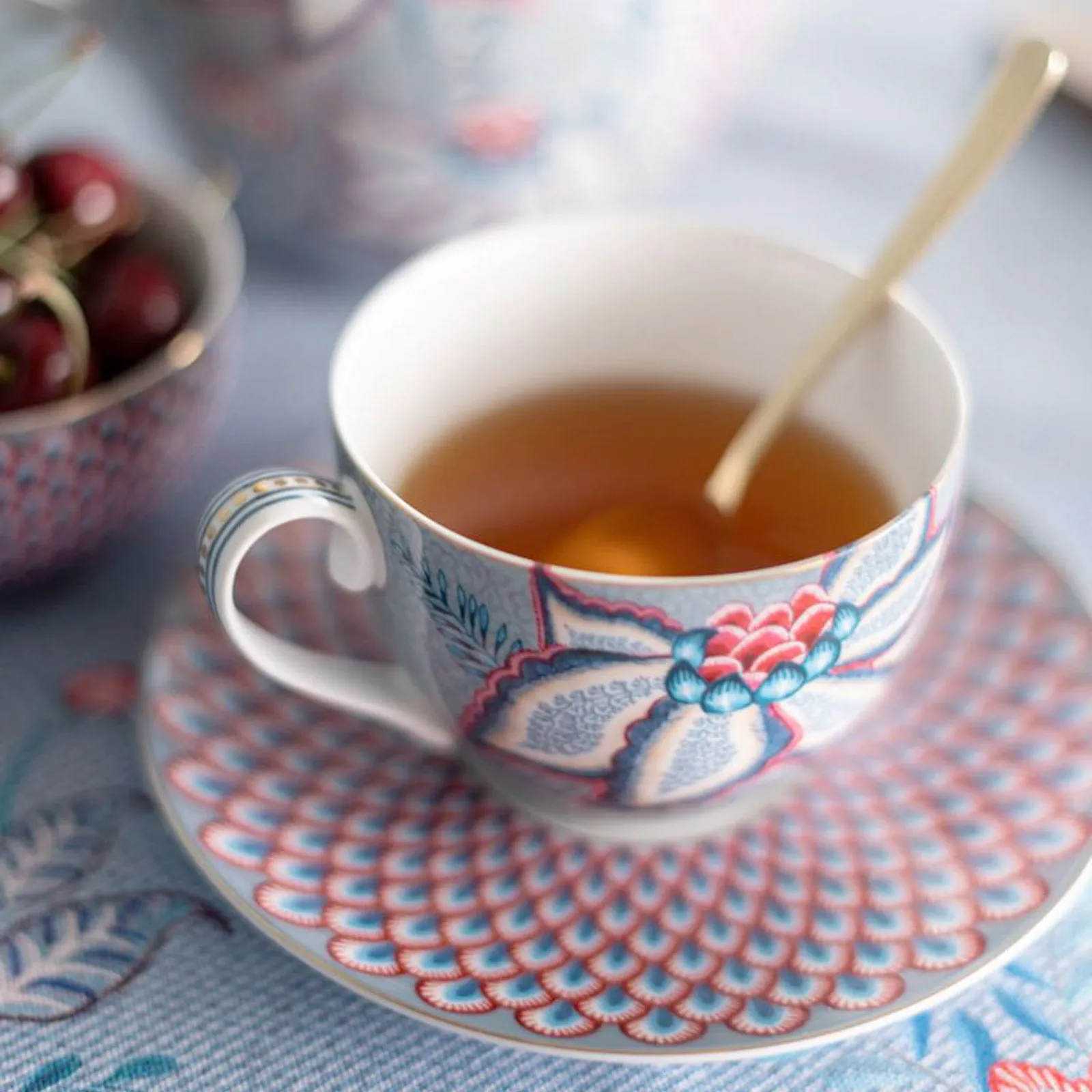 Pip Studio Flower Festival Set of 2 Cups & Saucers - Light Blue