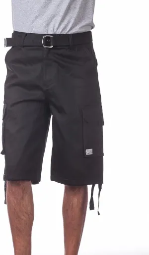 Pro Club Men's Cotton Twill Cargo Shorts with Belt 