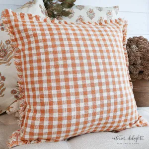 Rust And Cream Check Pillow