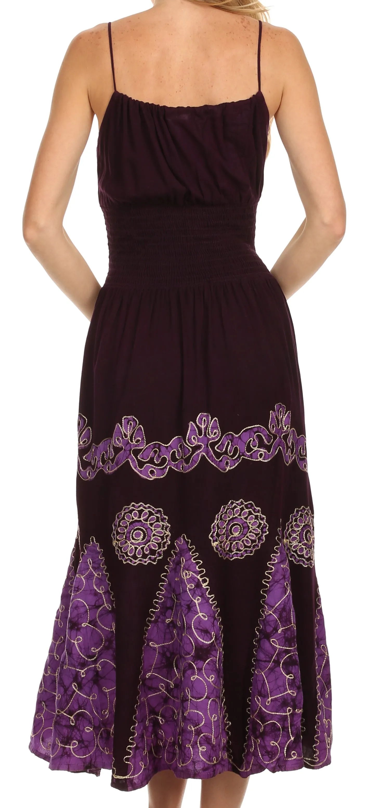 Sakkas Batik Triangle Smocked Empire Waist Dress