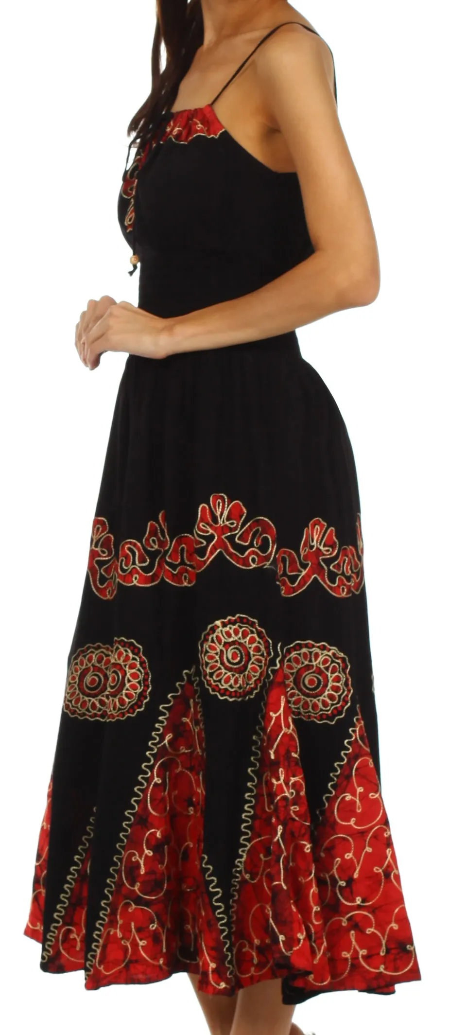 Sakkas Batik Triangle Smocked Empire Waist Dress