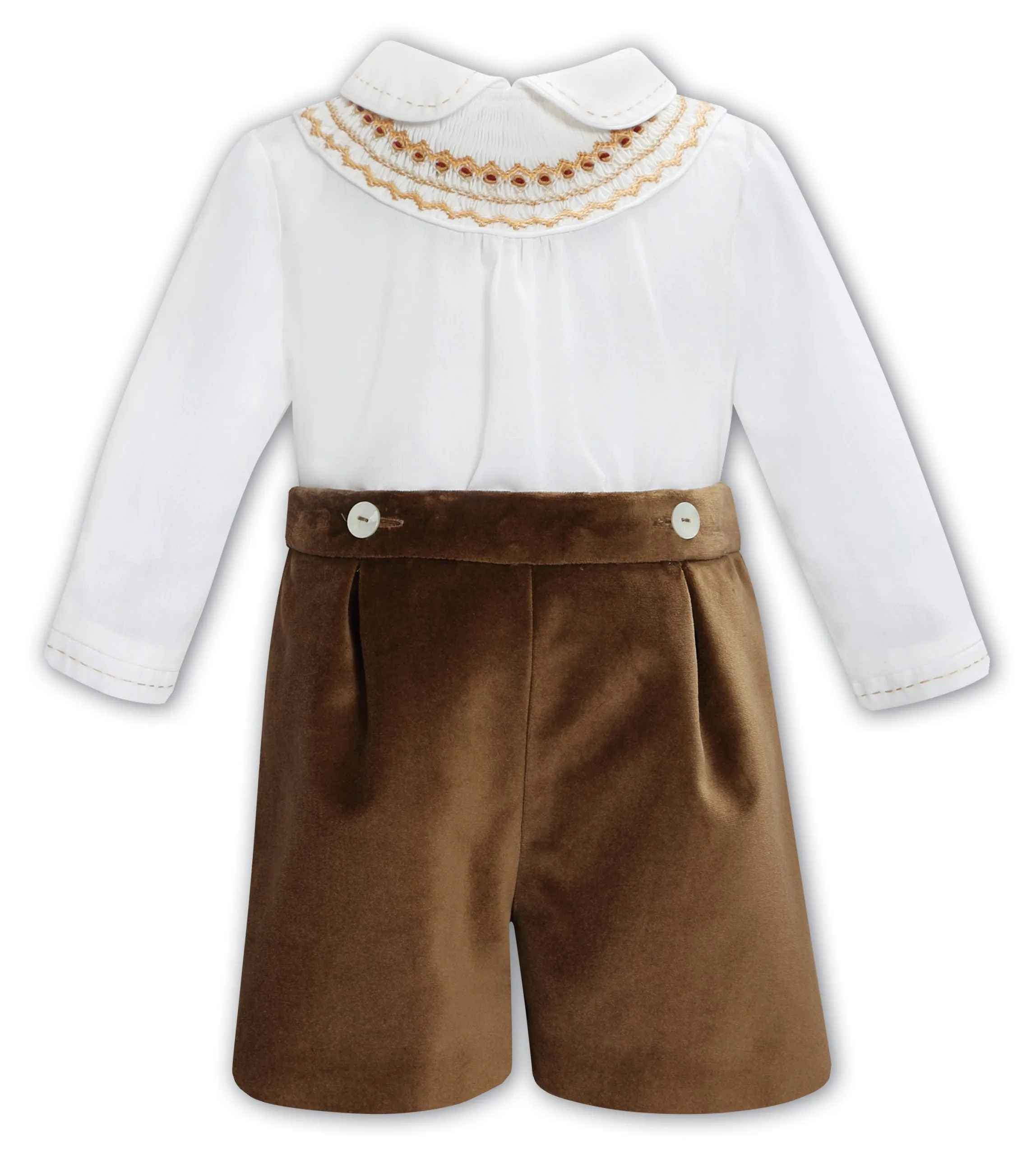 Sarah Louise Brown Velvet Smocked 2 piece set