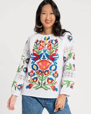 Saskia Embroidered Blouse White Multi