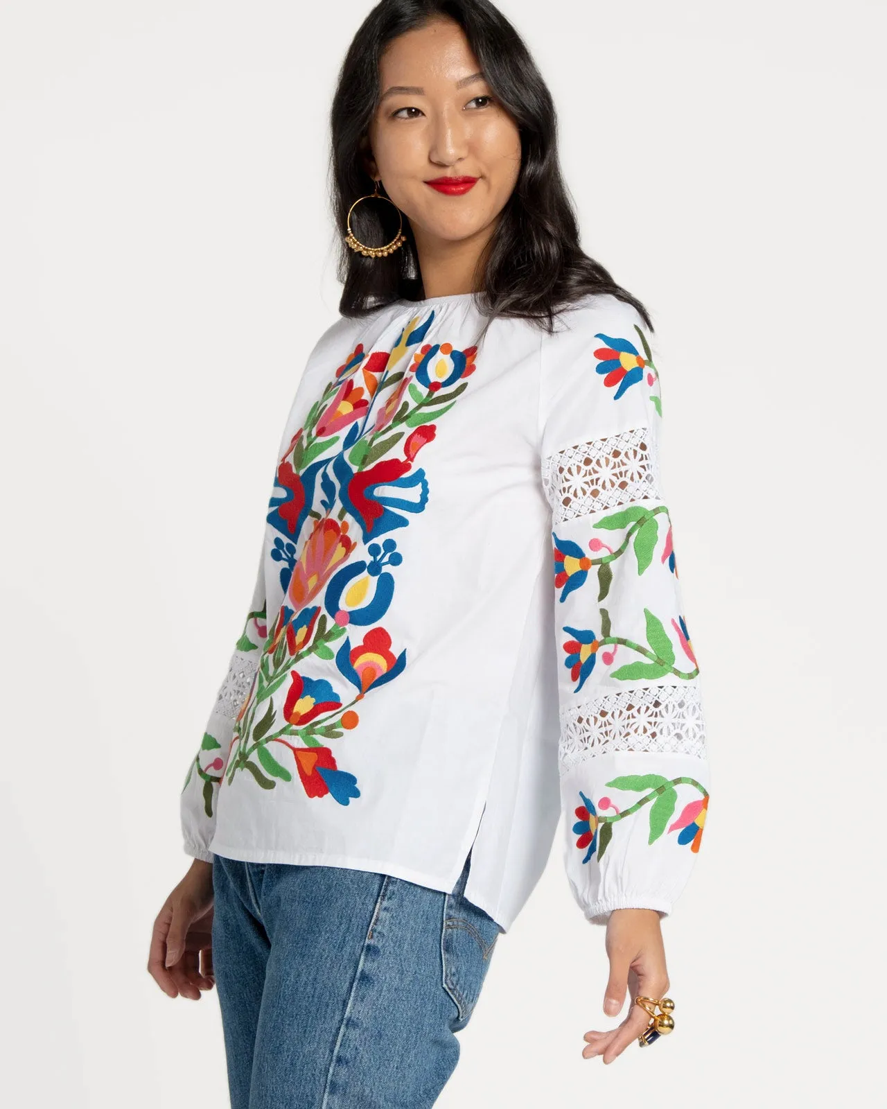 Saskia Embroidered Blouse White Multi