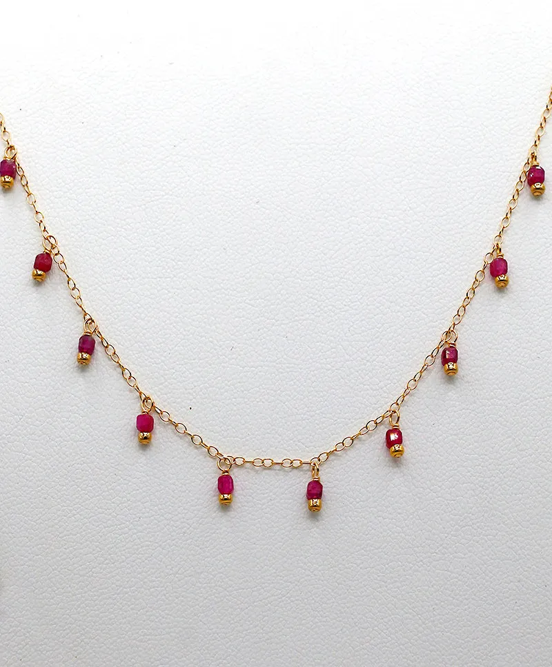 Susan Rifkin Tiny Ruby Multi Charm Necklace | 14k Gold Filled