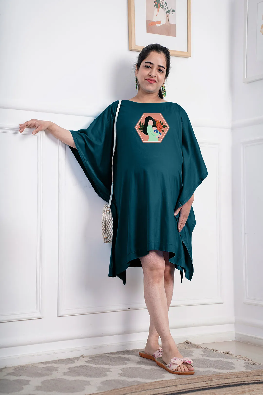 Teal Rayon MaternityKaftan - TealBump