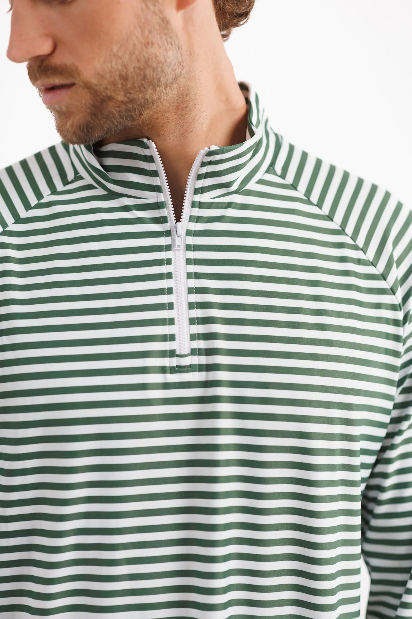 The Captain 1/4 Zip Pullover - Fairway Stripe