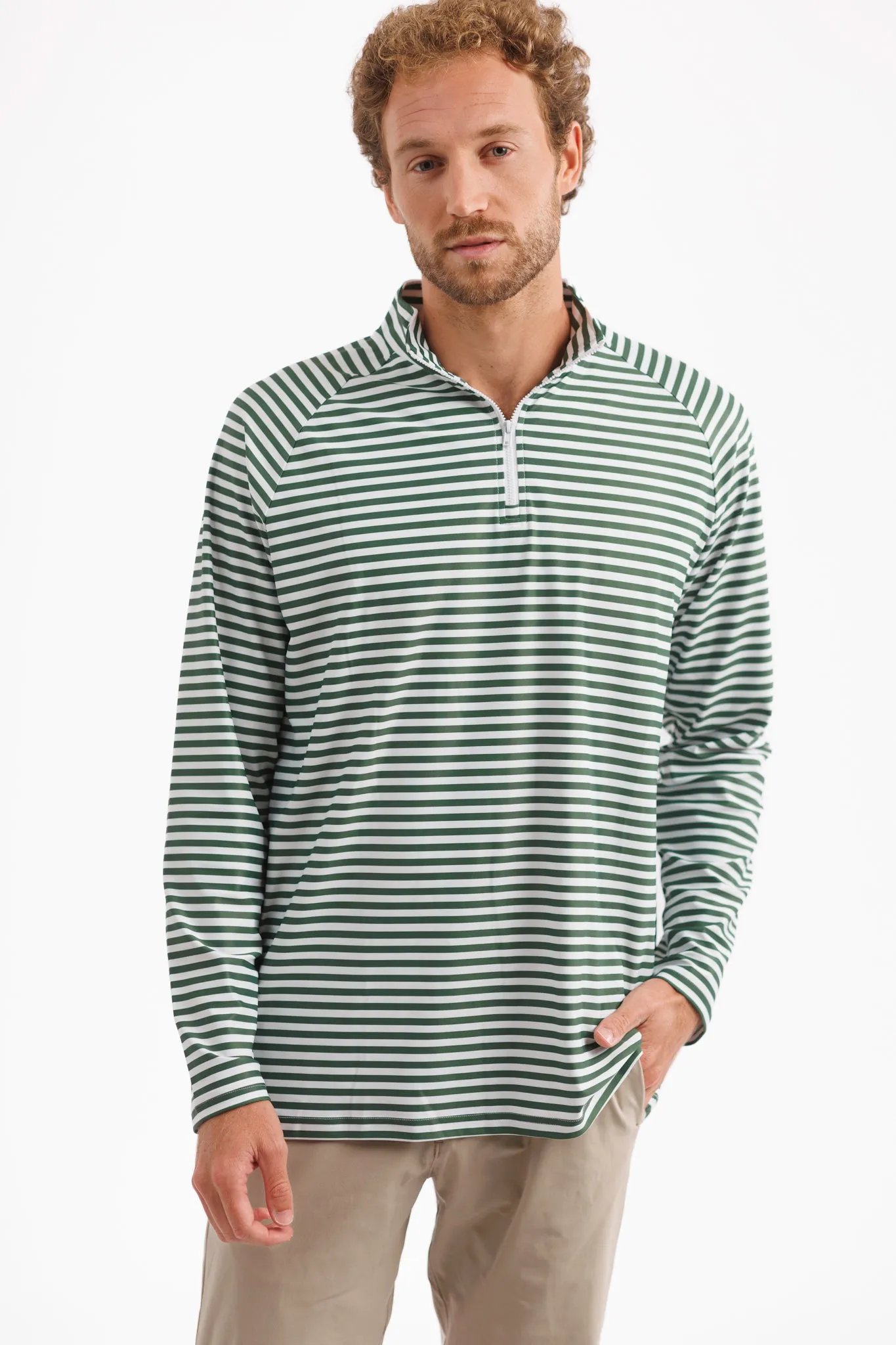 The Captain 1/4 Zip Pullover - Fairway Stripe