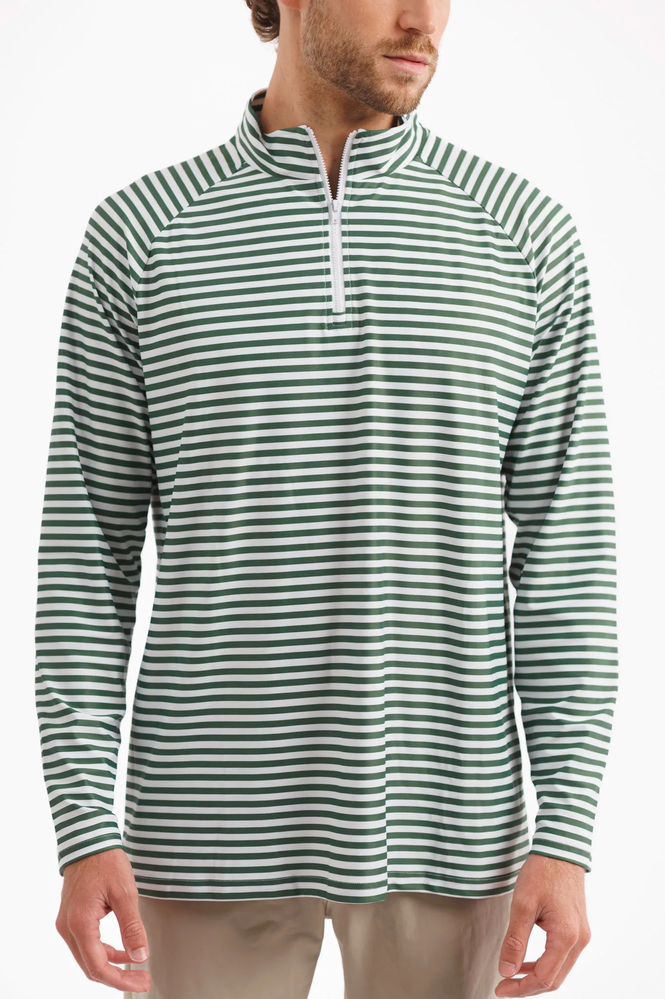 The Captain 1/4 Zip Pullover - Fairway Stripe