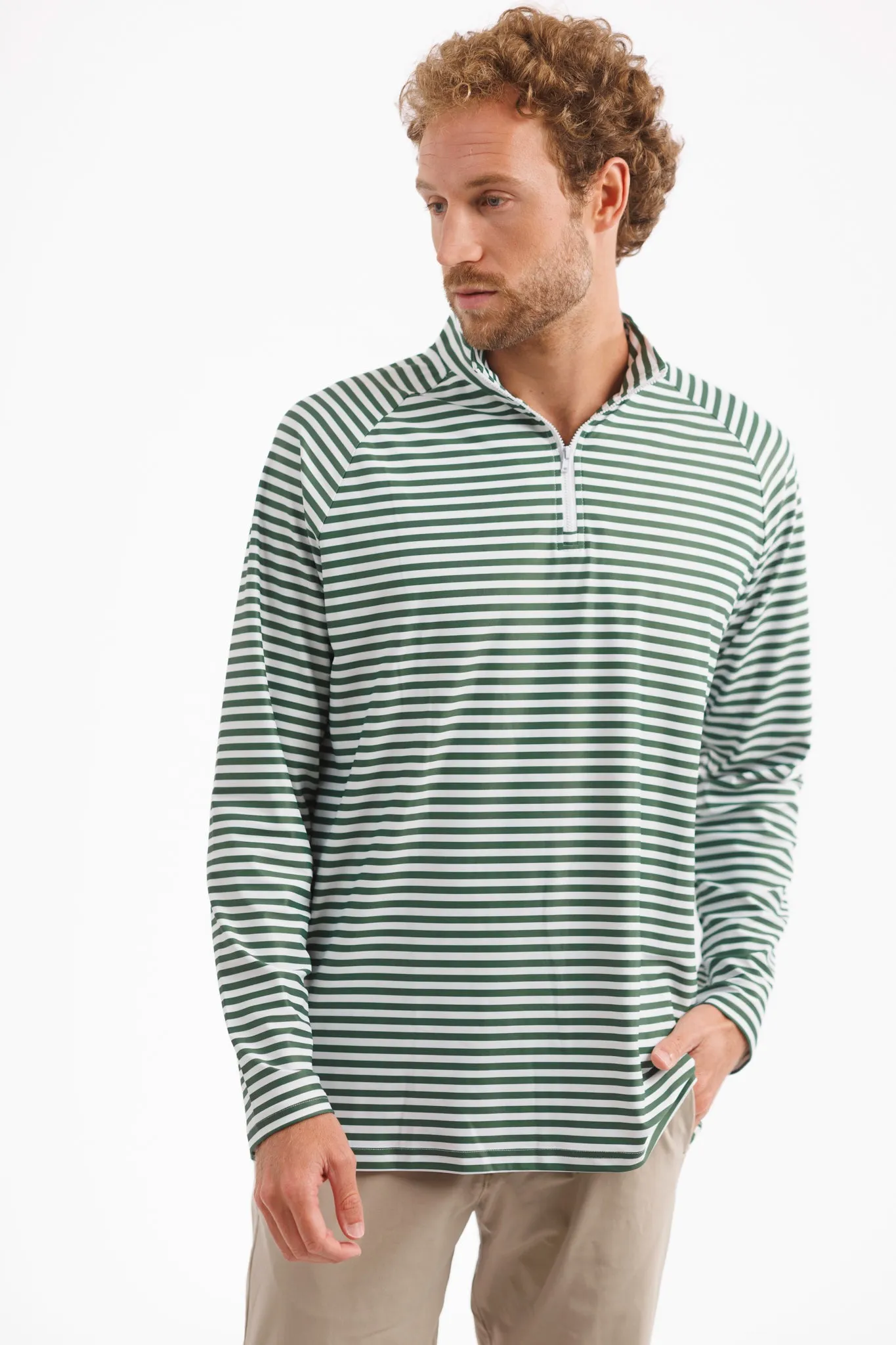 The Captain 1/4 Zip Pullover - Fairway Stripe