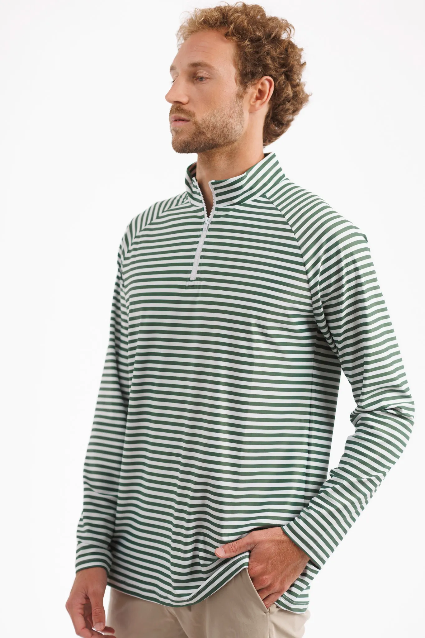 The Captain 1/4 Zip Pullover - Fairway Stripe