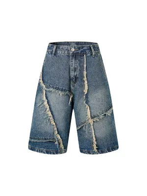 Thesupermade High Street Irregular Beard Denim Shorts