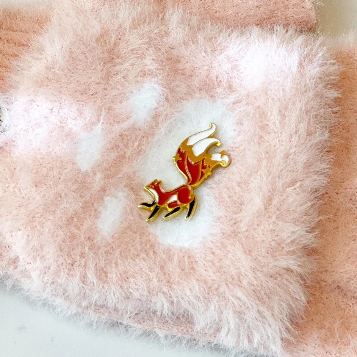 Three Tailed Pin Petite for Women Gift Red Fox Enamel Pin