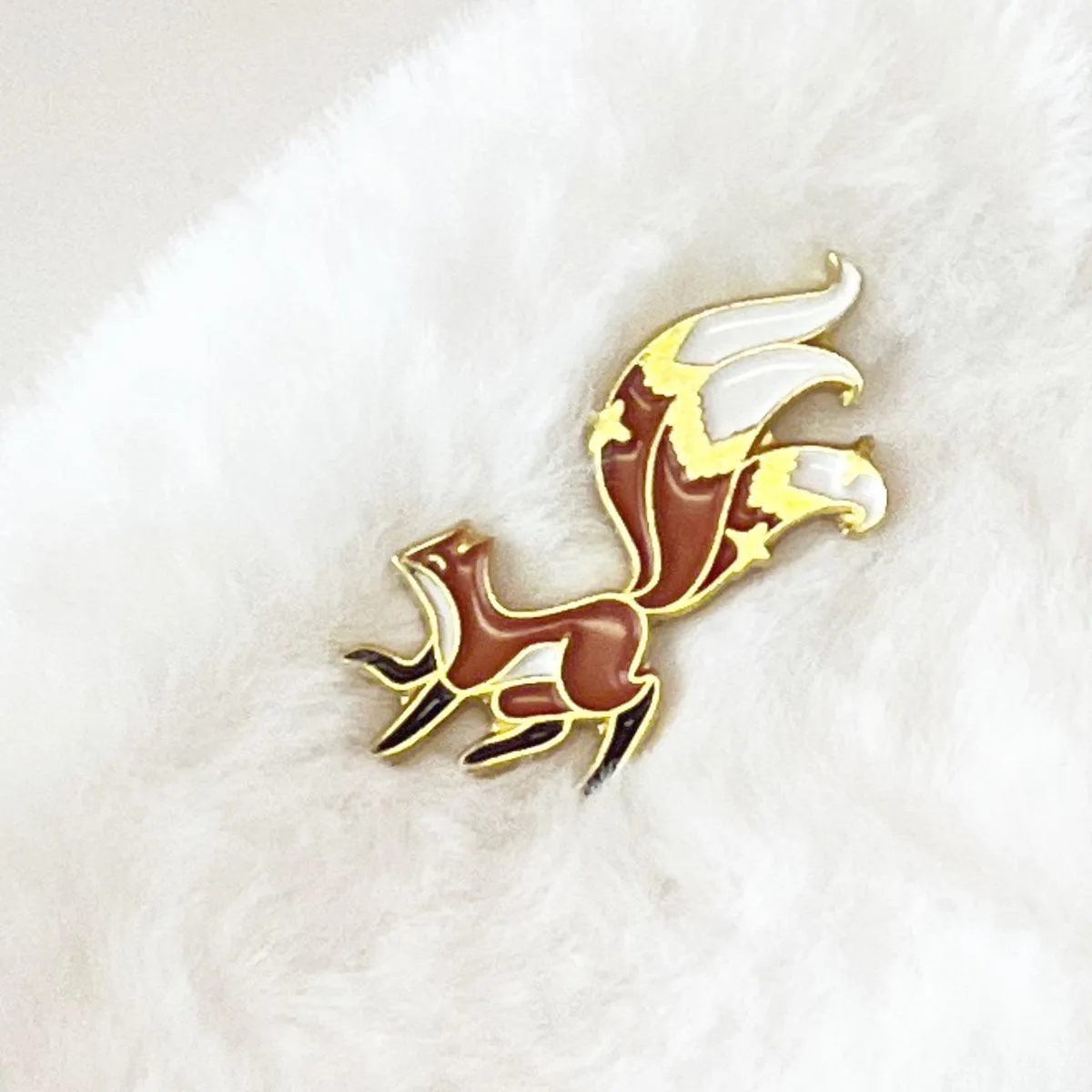 Three Tailed Pin Petite for Women Gift Red Fox Enamel Pin