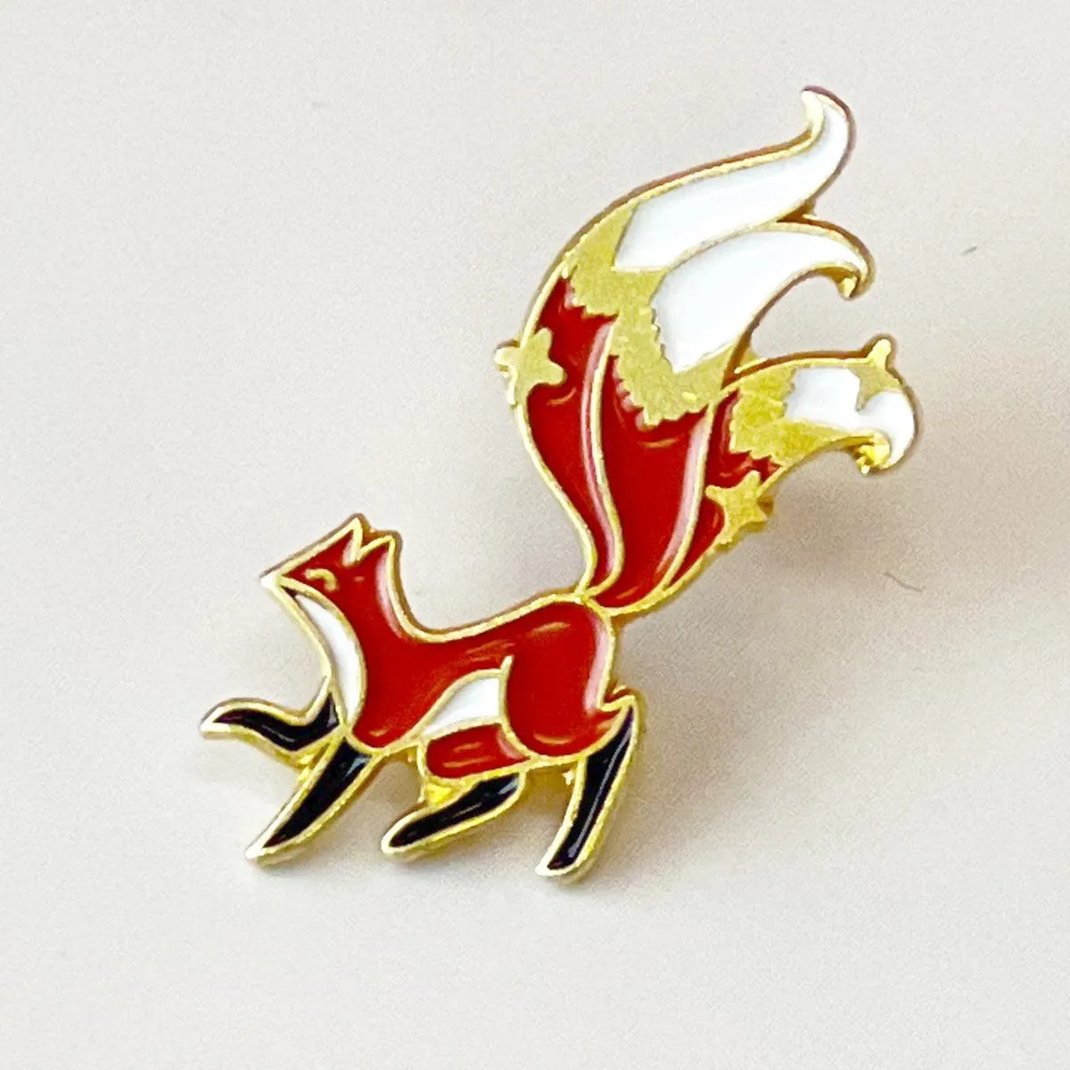 Three Tailed Pin Petite for Women Gift Red Fox Enamel Pin