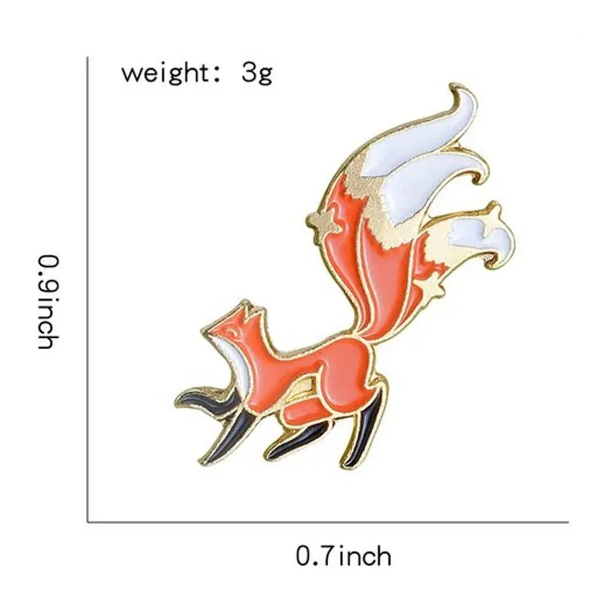 Three Tailed Pin Petite for Women Gift Red Fox Enamel Pin