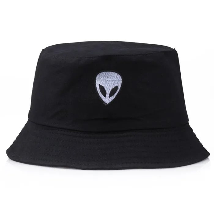 Unisex Embroidery Alien Foldable Bucket Hat Summer Beach Sun Hat Streetwear Fisherman Hat Outdoor Bucket Cap Men Women Hat