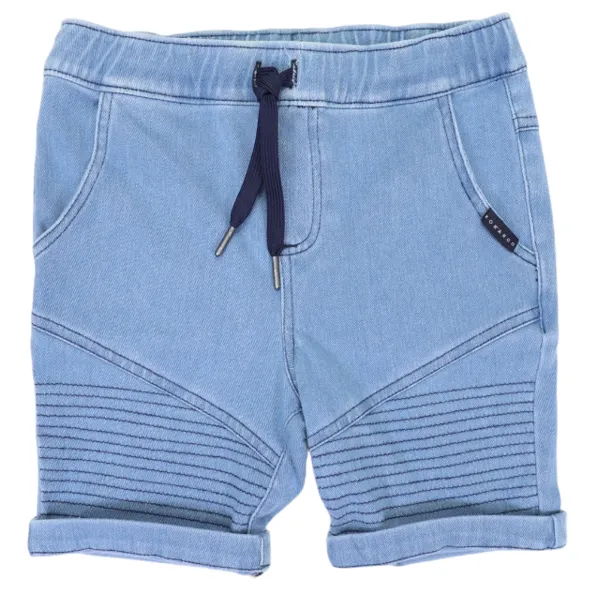 Unisex Kid's Denim Knit Shorts - Acid Wash