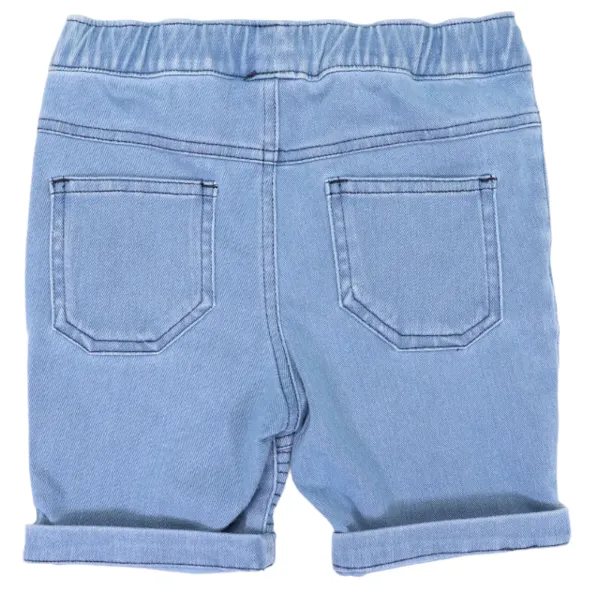 Unisex Kid's Denim Knit Shorts - Acid Wash