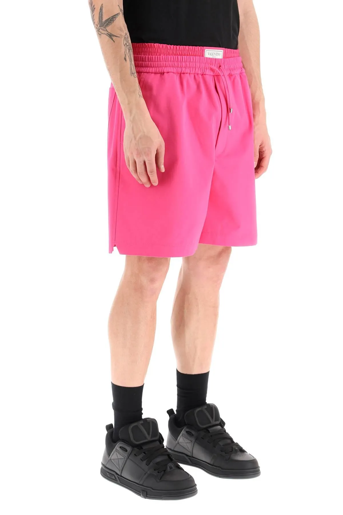 Valentino pink pp cotton bermuda shorts