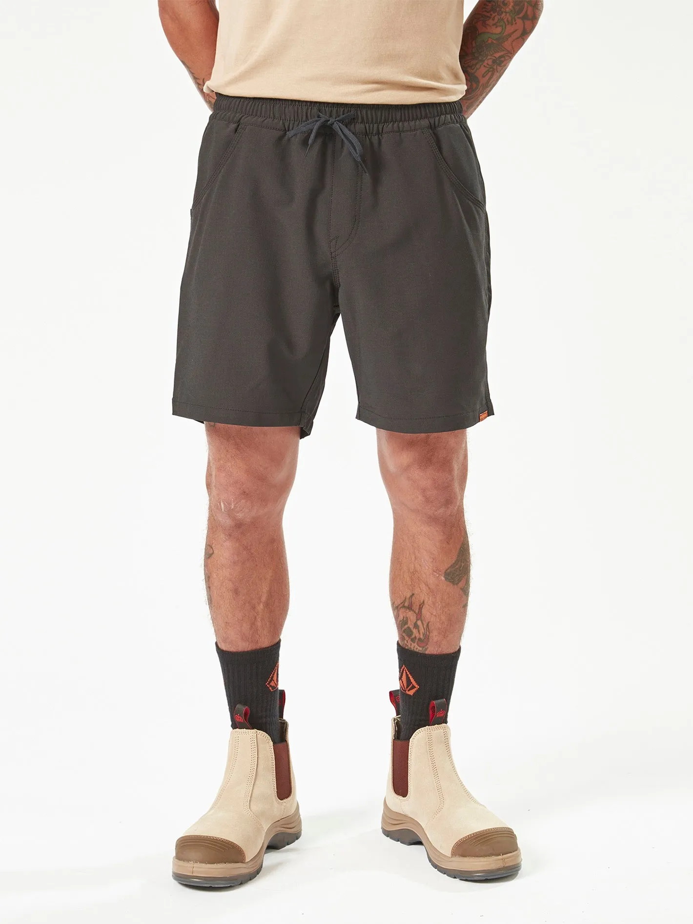 Volcom Workwear Slab Elastic Waist Hybrid Shorts - Black