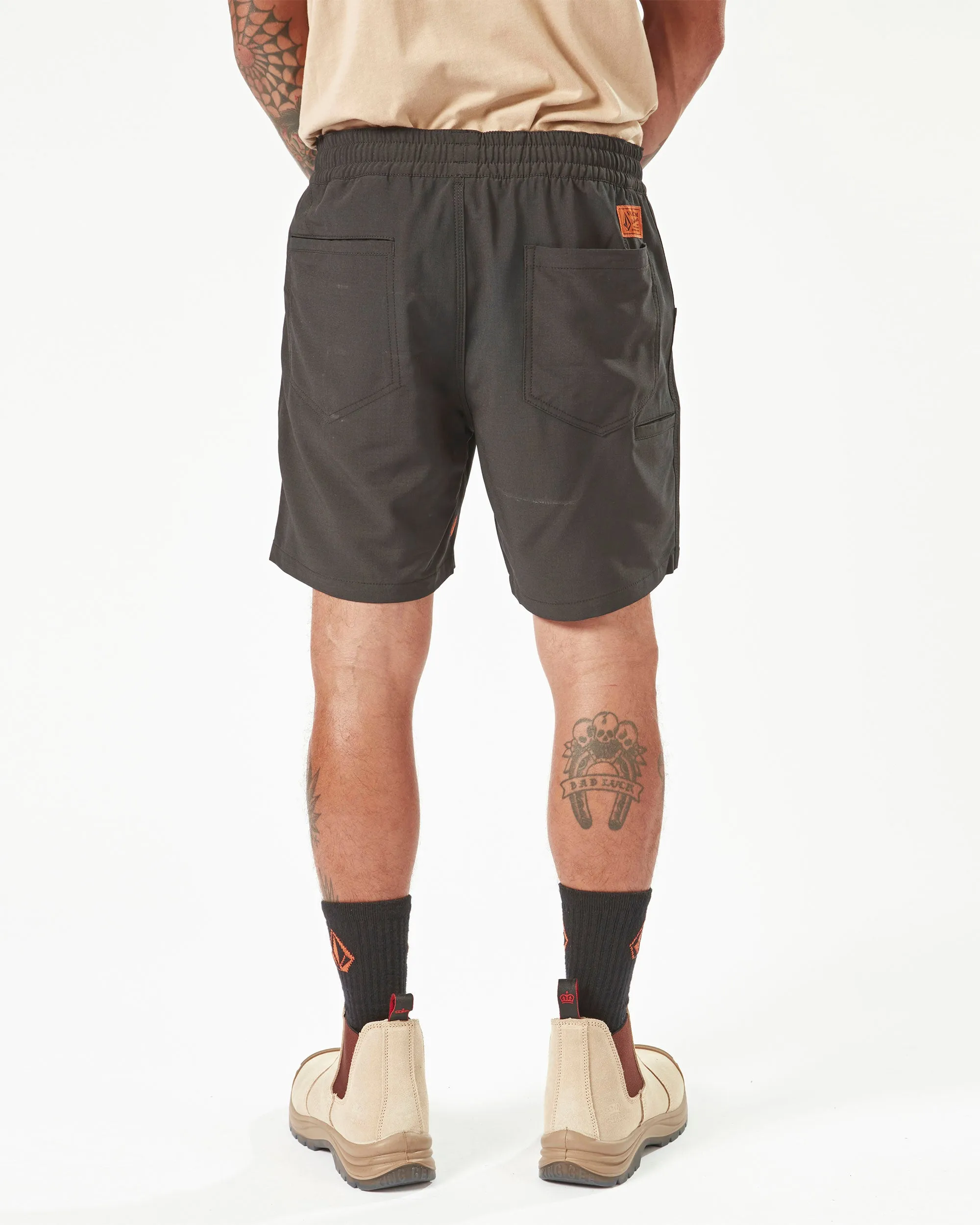 Volcom Workwear Slab Elastic Waist Hybrid Shorts - Black