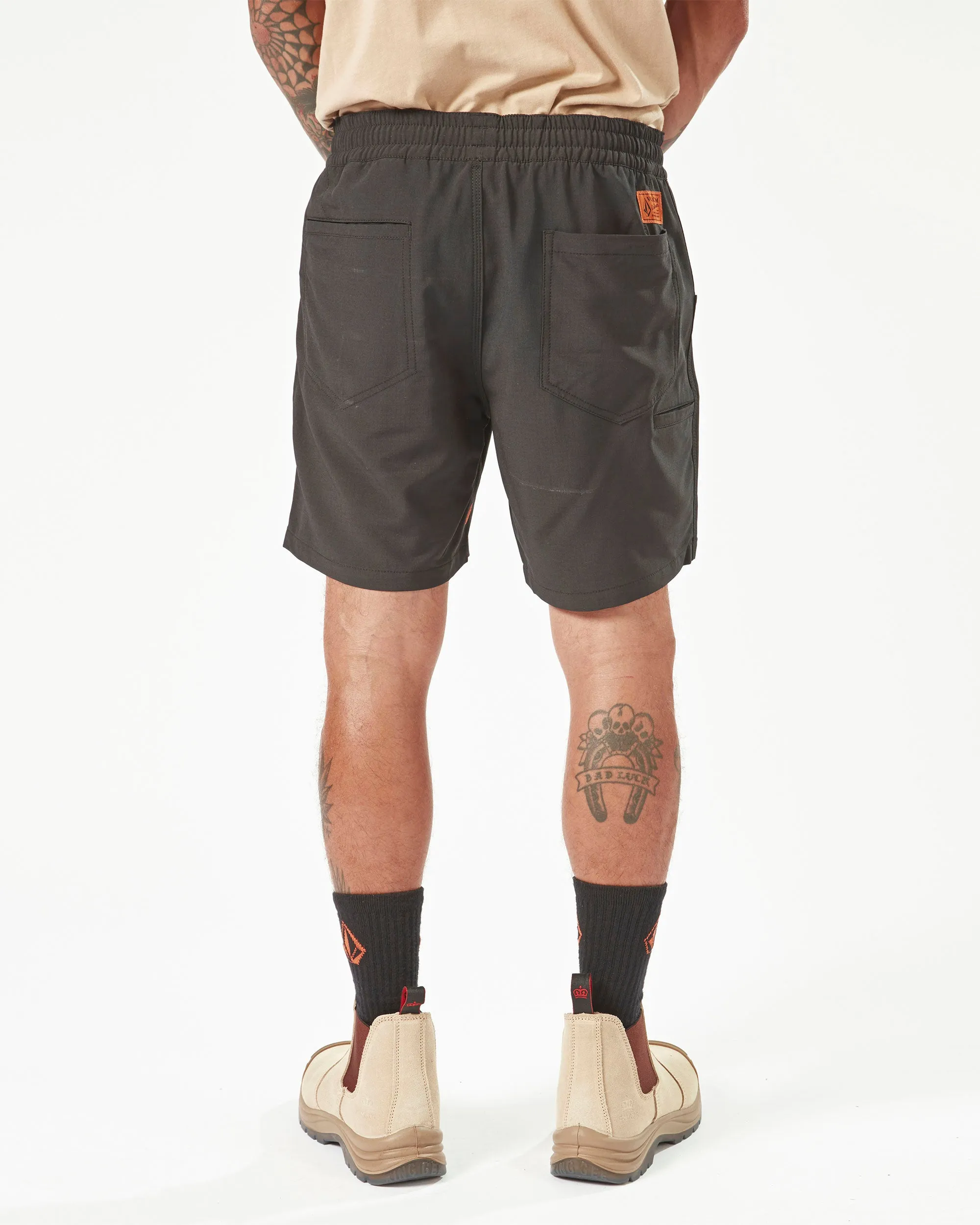 Volcom Workwear Slab Elastic Waist Hybrid Shorts - Black