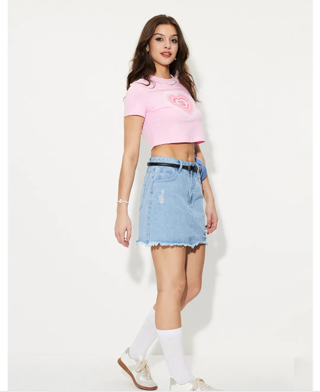 Women Clothing Personalized Design Ripped Model Denim Skirt