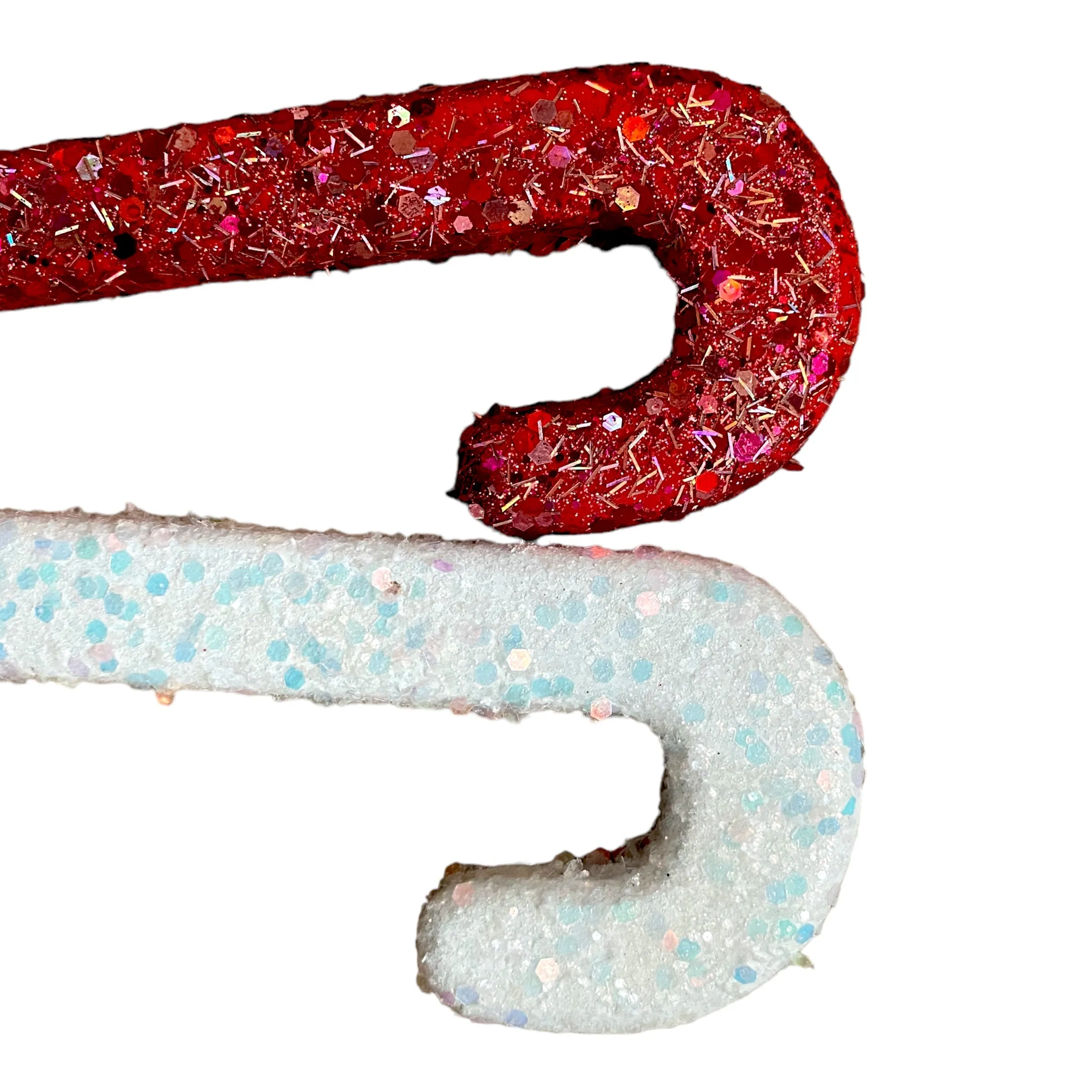 Wooden Glittered Candy Cane Set of 2- Red/White or Red/Pink