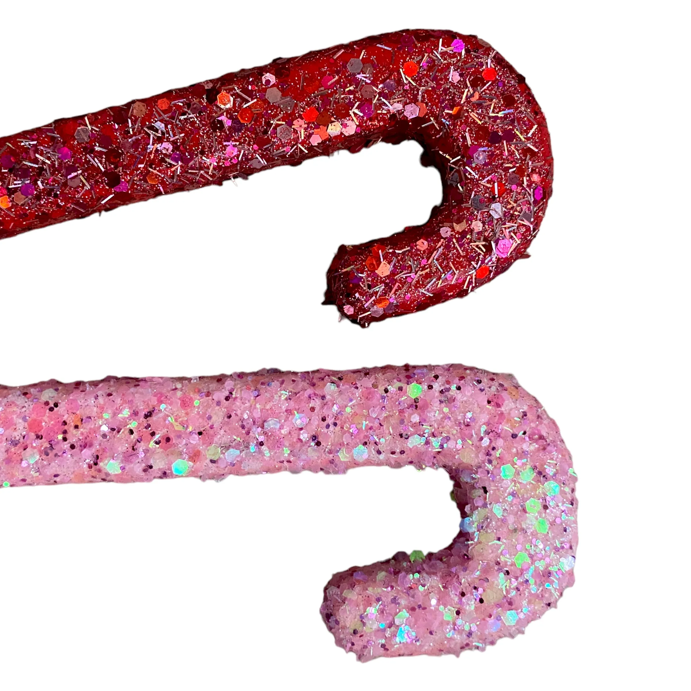 Wooden Glittered Candy Cane Set of 2- Red/White or Red/Pink