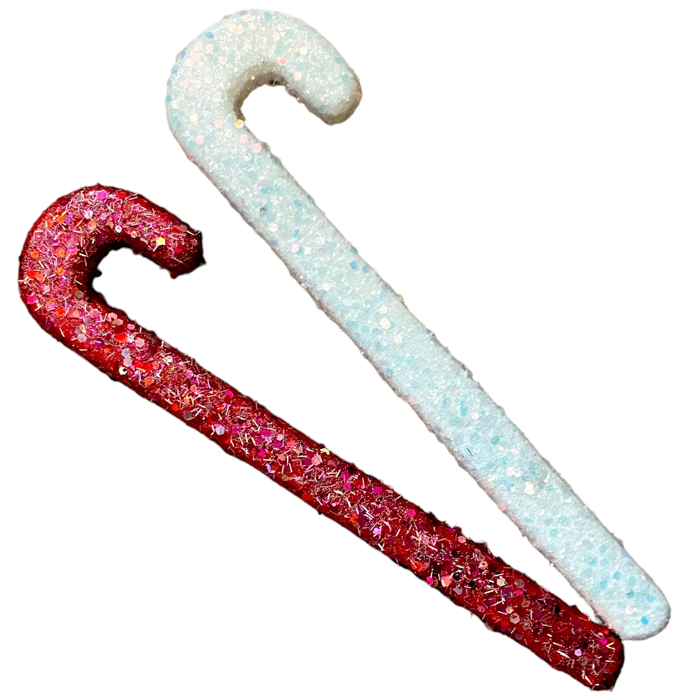 Wooden Glittered Candy Cane Set of 2- Red/White or Red/Pink