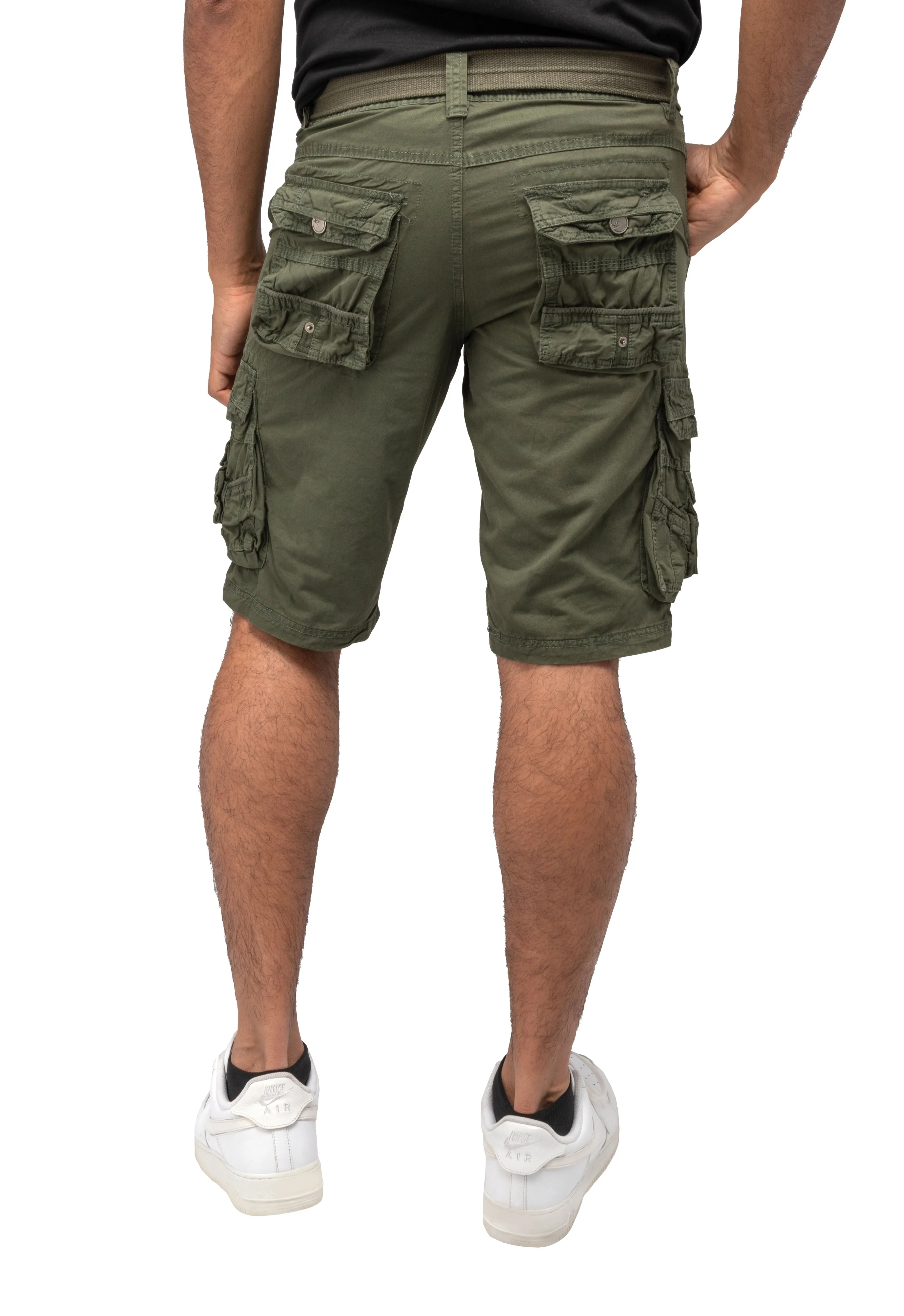 X RAY Men's Belted Cargo Shorts With Snap Detail